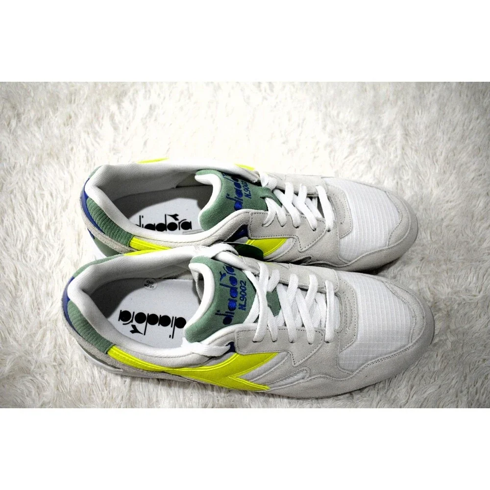Diadora N92 Italian Vintage Running Sneakers White Yellow Green Blue Men’s 13
